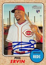 Phil Ervin autographed baseball card rookie Reds 2017 Topps Heritage Rookie #551