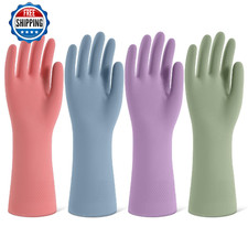 4 Pairs Reusable Rubber Cleaning Gloves for Dishwashing Kitchen Wash