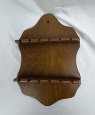 Vintage Wood Spoon Display Rack Brown Wall Mount 10.5"x7.25"  12 Slot Souvenir