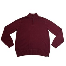 Eddie Bauer Men's Quarter Zip Pullover Cotton Knit Sweater Size Medium Academia