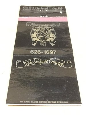 Vintage The Bloomfield Canopy - Matchcover, Matchbook