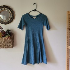 Ganni teal scoop neck mini swing twee dress -Size PXS