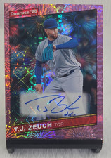 2020 Donruss Retro 1986 Signatures T.J. Zeuch Pink Fireworks /199 RC Jays