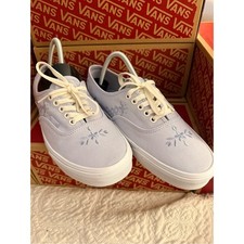 BRAND NEW Vans Authentic Dusty Blue Floral Embroidered Sneakers Women 9.5/Men 8