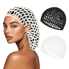 2 PCS Hair Nets for Sleeping Mesh Crochet Hair Wrap Breathable Sleep Cap for Wom