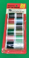 Vintage K-MART Package Of 12 Spools of Polyester Sewing Thread 35 Yds Each