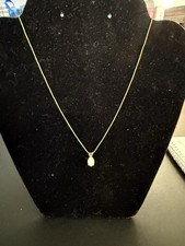 14k Gold Italy Cabochon Opal Pendant 18in Box Chain Charm Necklace