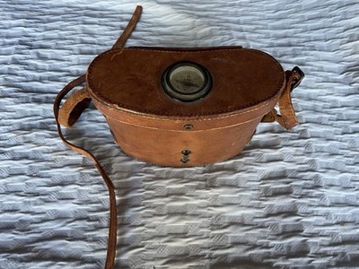 Vintage Leather Binocular Case With Compass