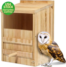 Barn Owl Nesting Box Wooden outside Bird House 10.6X8.7X15.7 Easy Clean Durable