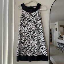 Vintage Candie’s Dress 9 Black White Mod Swirl Print Cutout Bow Y2K 2000s