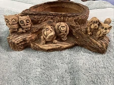 Ceramic Pottery - Looks Like Carved Wood - Small Planter Or Trinket Holder