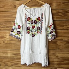 Beautiful white three-quarter sleeve cotton embroidered dress by sheet collectio