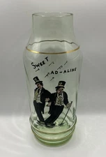 Sweet Ad-Aline 1930's Cocktail Shaker Wheeling Decorating Co. Uranium Glass