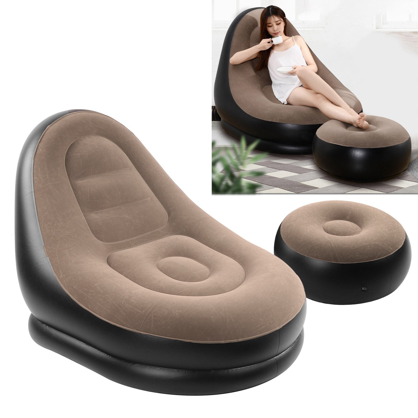 Outdoor Portable Fitness Flocking Inflatable Comfortable Sofa Simple Inflate