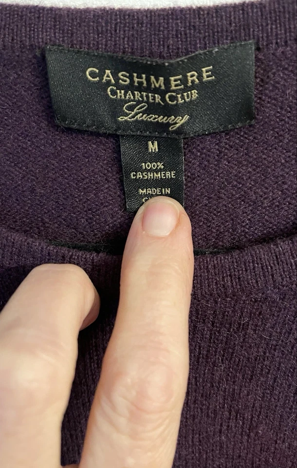 Suéter Charter Club 100 % cachemir cuello redondo, púrpura berenjena, mediano usado en excelente estado B19 Foto 2 de 4