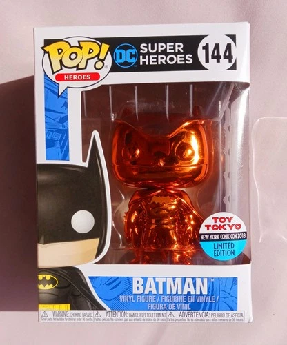 Funko Pop! DC Super Heroes Orange Chrome Batman #144 NYCC 2023 Toy Tokyo Vaulted