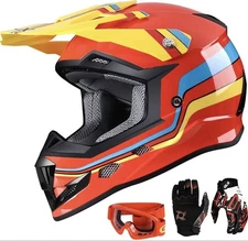 GX623 Youth ATV/Dirt Bike Helmet Combo - Retro Red Small. Brand New