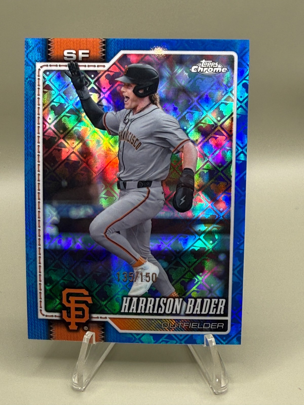 Harrison Bader Blue 135 /150 - 2026 Topps Chrome Logofractor - #219
