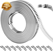 16 FT DIY Hose Clamps Assortment Kit 304 Stainless Steel Hose Clam Worm Gear