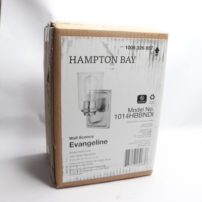 Hampton Bay Evangeline 1-Light Wall Sconce with Clear Seeded Glass Shade 4.5''