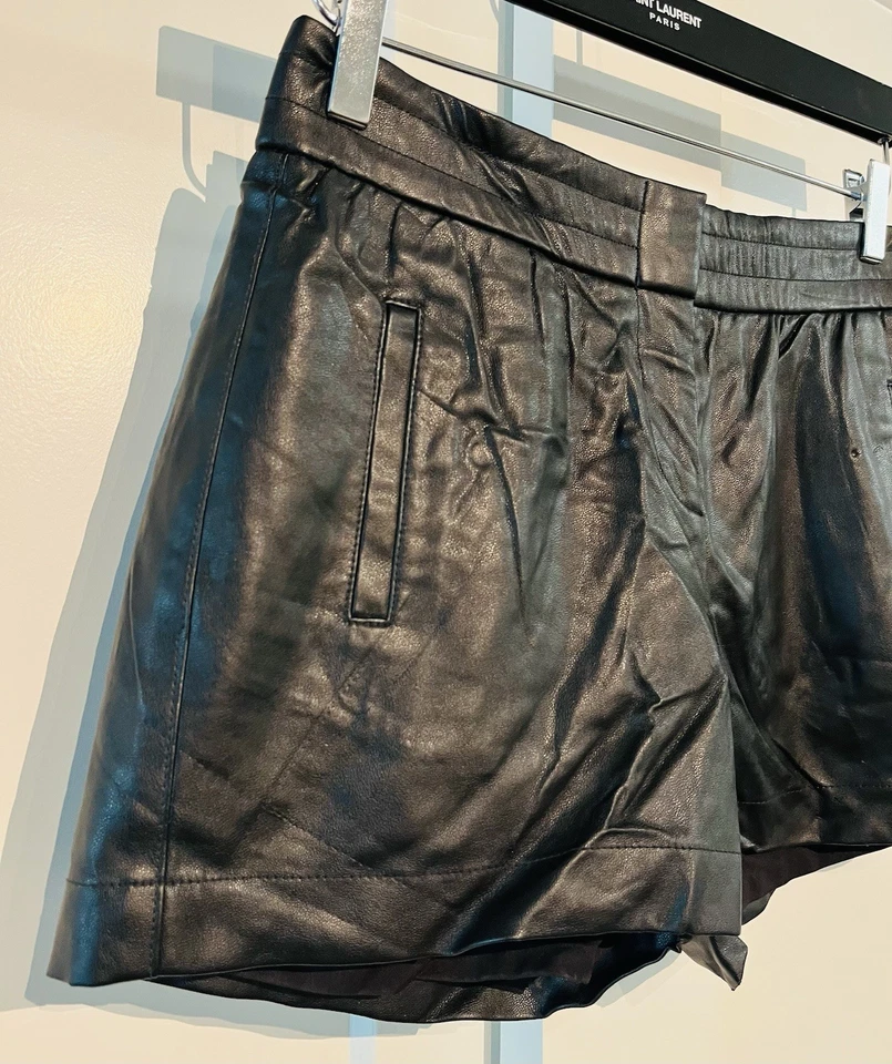 Ann Taylor 0P Black Faux Leather Women's Shorts - Image 3 of 4