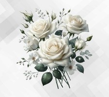 White rose Wall vinyl decal sticker xt132