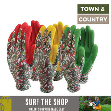 Town & Country Chilli Ladies Medium Garden Gloves - 3 Pack Latex Gloves