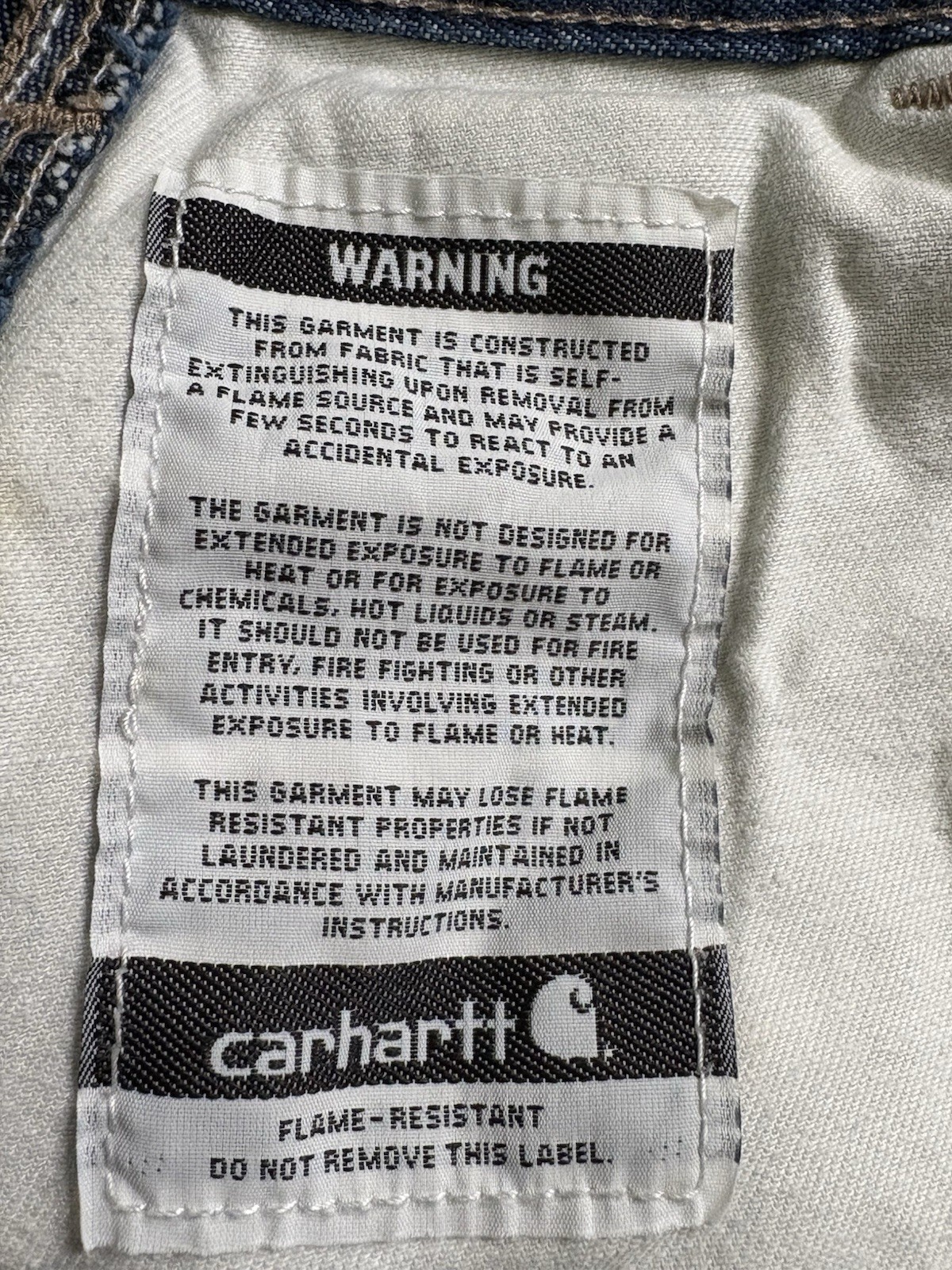 Carhartt FR Flame Resistant Carpenter Blue Demin Work Pants Jeans Mens 36x30 thumbnail 6