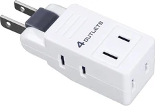 Compact White Power Strip With 3 Swivel Outlets For Home And Travel