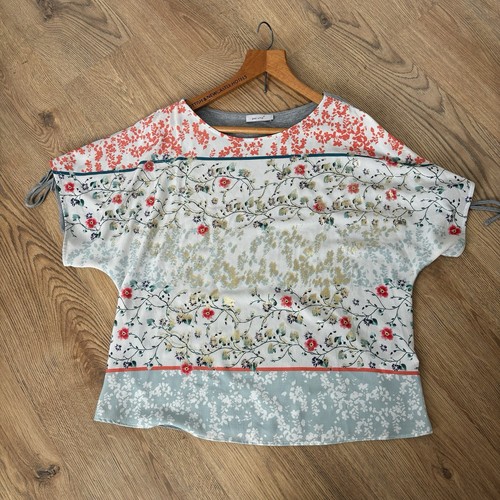 Blusa Top Marks & Spencer Talla 16 Per Una Marfil Estampado Multi Floral Hombro Frío - Imagen 4 de 11