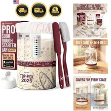 Sourdough Starter Jar, Beginner Sourdough Starter Kit, 34oz Wide Mouth Sour D...