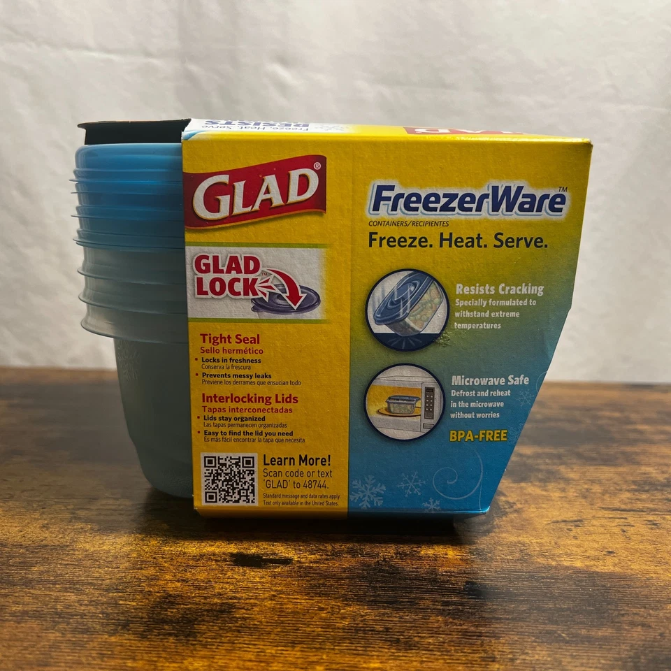 Glad FreezerWare Small containers & lids 24 oz. 3 cups blue snowflakes snow - Image 3 of 4