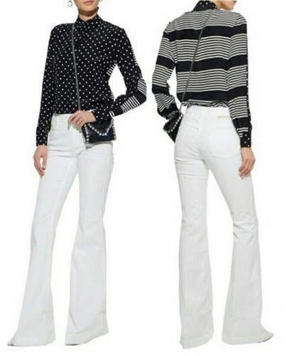 Stella McCartney ITALY 28 Designer 70s Mid Rise Flare Leg White Jeans 29"x33.5"