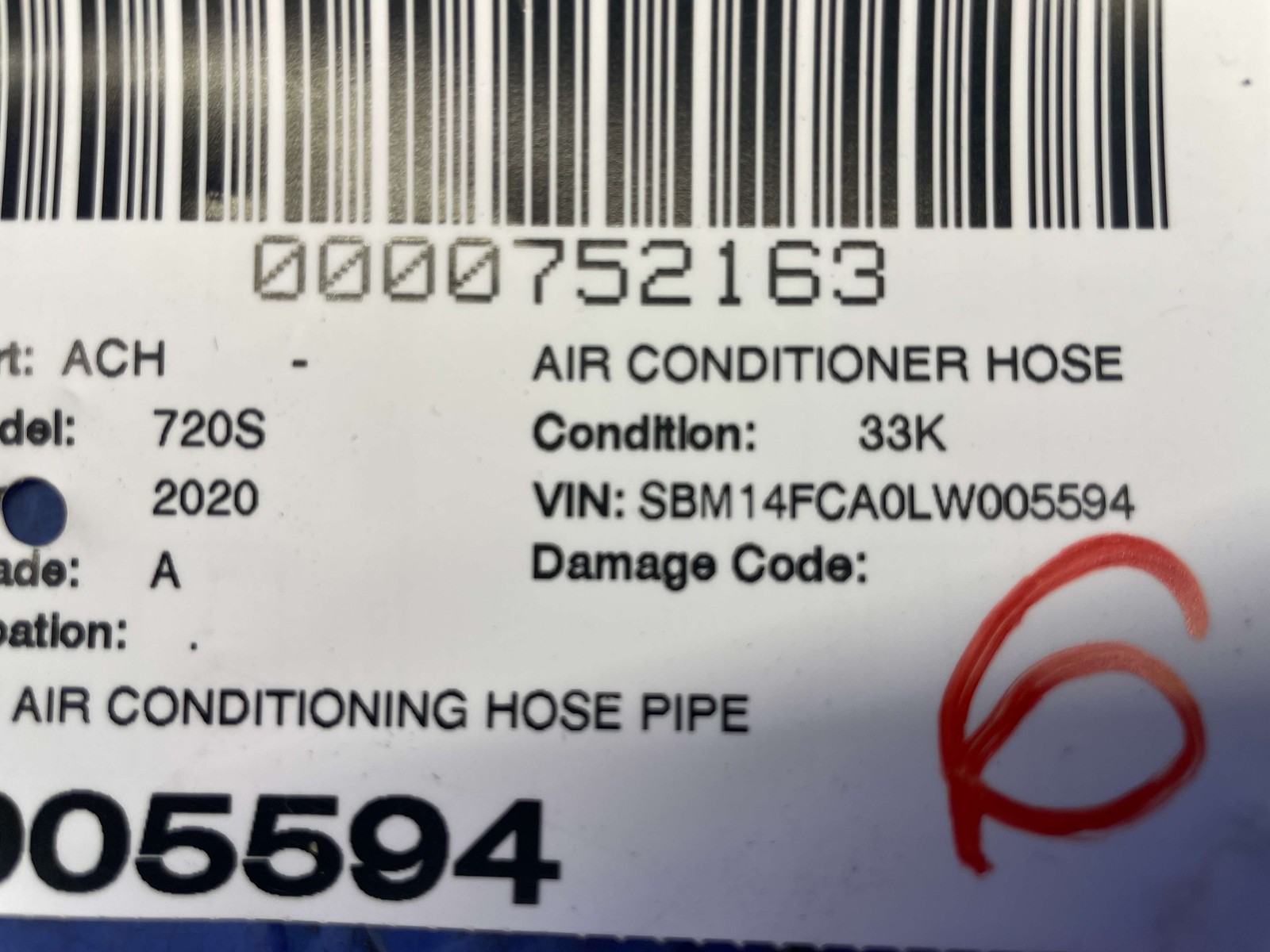 2018-2023 MCLAREN 720S OEM AC AIR CONDITIONING HOSE PIPE TUBE 13A4104CP