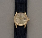 Rolex 6517 Datejust 18k Gold Stick Dial Leather Bund Band 1963 Very Clean
