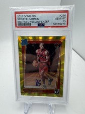 2021-22 Donruss Scottie Barnes Rated Rookie Yellow Laser Variation Auto PSA 10