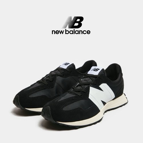 New Balance Youth 327 Sneakers Black White Casual Running Shoe GS327GS size 4-7 - Picture 1 of 7