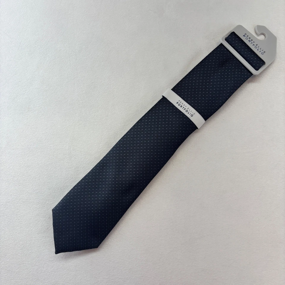 Corbata Perry Ellis Portfolio Para Hombre Azul Marino Punteada Formal Negocios Nueva Con Etiquetas Foto 2 de 4