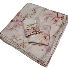 Jersylinen Blush Pink Floral Duvet Cover  2 Cases Queen Zip Close 100 Cotton