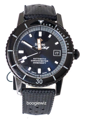 ZODIAC SWISS CERAMIC SUPER SEA WOLF COMPRESSION DIVER AUTOMATIC WATCH ZO9595 NIB