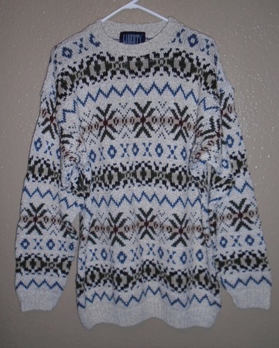 LIBERTY Fair Isle Knit Sweater Men's LARGE USA Made NWT NEW Vintage - Picture 5 of 10