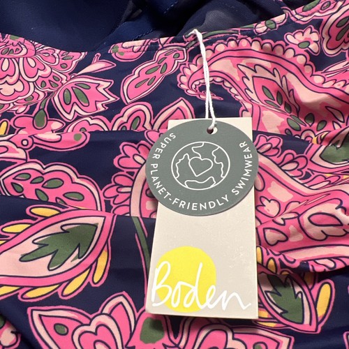 Boden Levanzo Ruched Halter One Piece Swimsuit Sz 6R Navy Paisley Terrace NWT - Picture 7 of 11