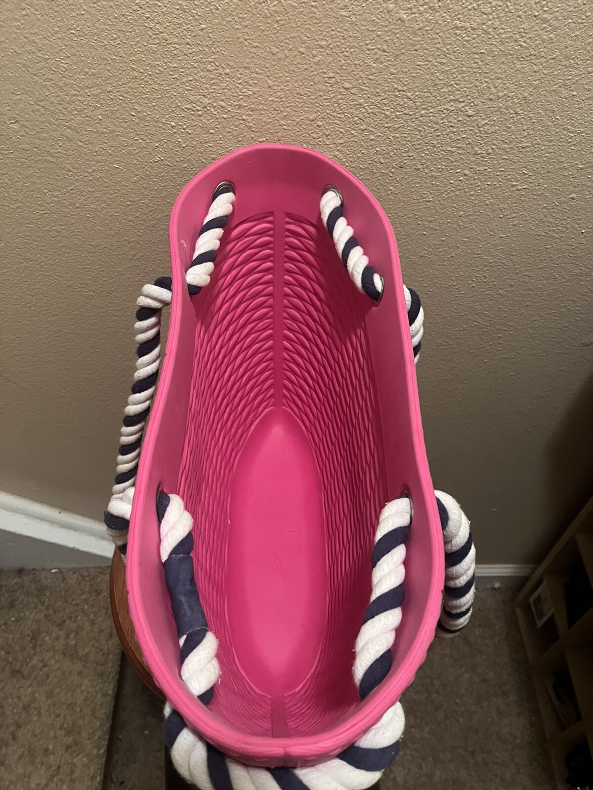 CROCS Hot Pink Nautical Rope Handle Beach Tote Bag Gem