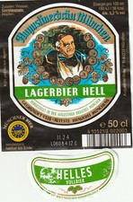 2 Bierflaschen-Etikette: Augustinerbräu München, gebraucht,guter Zustand