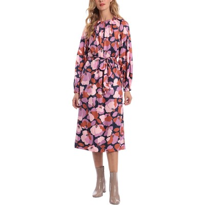 Donna Morgan Womens Pink Floral Print Party Cocktail Midi Dress 0 BHFO 1443