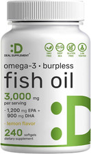 Omega 3 Fish Oil Supplements, 3,000Mg per Serving, 240 Softgels   EPA 1,200Mg...