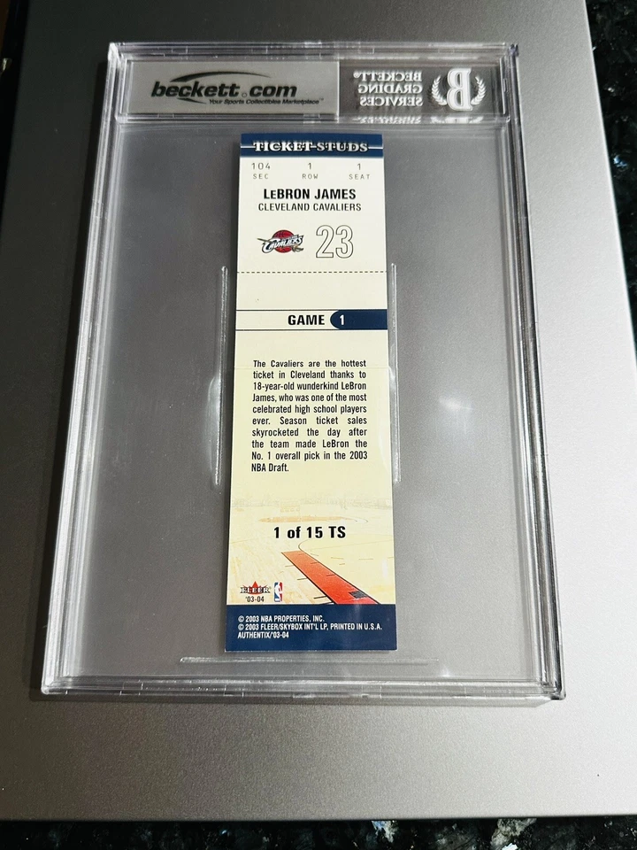 Pop 1/7🔥2003 LeBron James FLEER AUTHENTIX TICKET STUDS #1 BGS 8.5 w/ 2 9.5 subs - Image 2 of 4