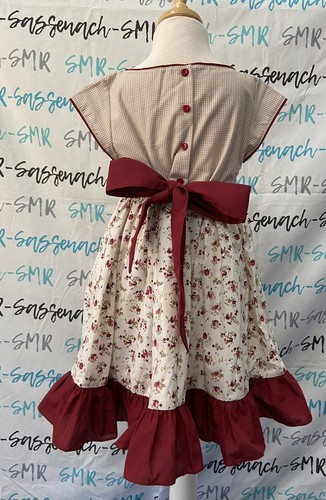 Girls WDW Well Dressed Wolf Harvest Holiday Dress Beige Gingham Top Size 7 EUC - Picture 7 of 8
