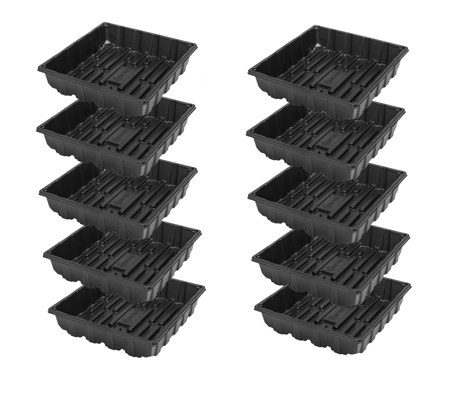 SUNPACK 10” x 10” Extra Strength Plastic Seeding Tray, Black, 2.5