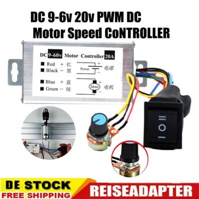 9V 12V 24V 36V 48V 60V DC 20A PWM Motordrehzahlregler Controller 9V - 60V, NEU